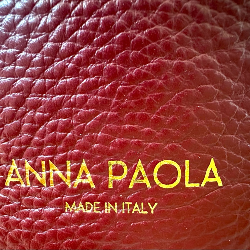 NWT Handmade Anna Paola Italy Leather Bucket Purse – Ruby Burgundy - Picture 7 of 15